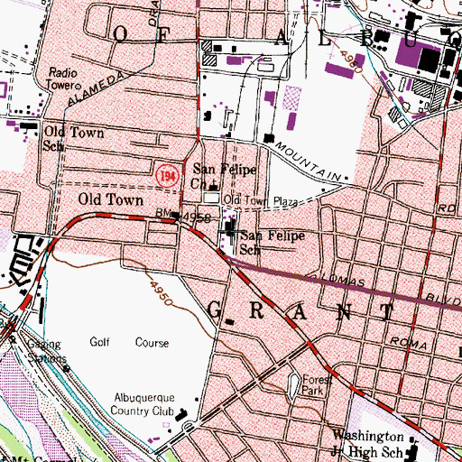 Topographic Map of San Felipe School, NM