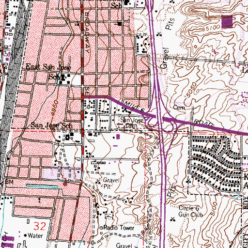Topographic Map of San Jose Cemetery, NM