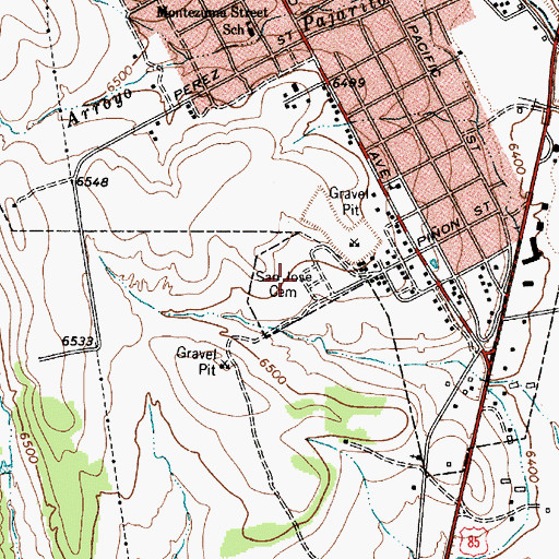Topographic Map of San Jose Cemetery, NM