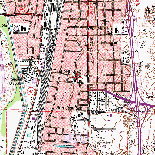 Topographic Map of East San Jose Elementary, NM