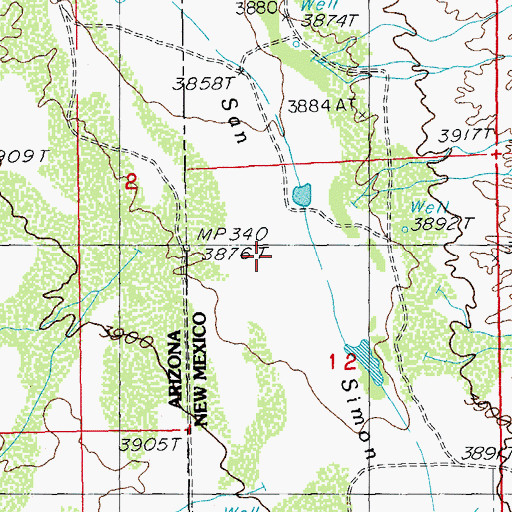 Topographic Map of San Simon Cienega, NM