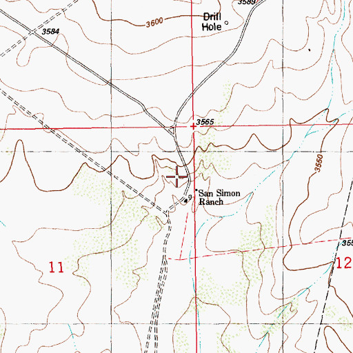 Topographic Map of San Simon Ranch, NM