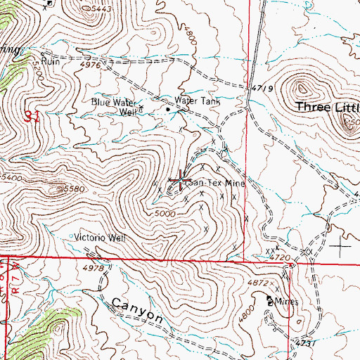 Topographic Map of San-Tex Mine, NM