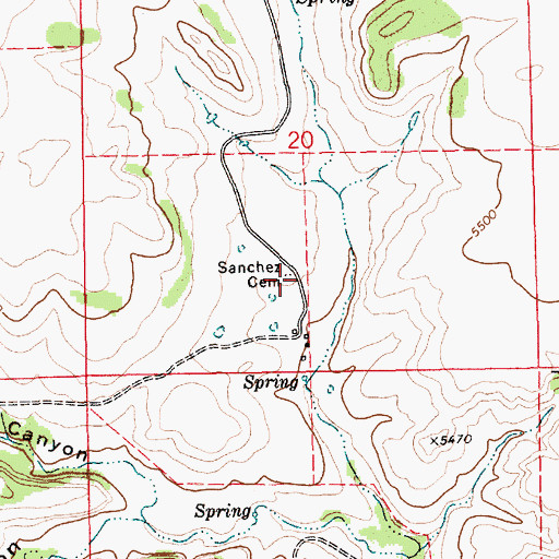 Topographic Map of Sanchez Cemetery, NM