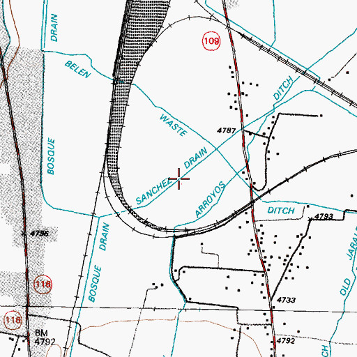 Topographic Map of Sanchez Drain, NM