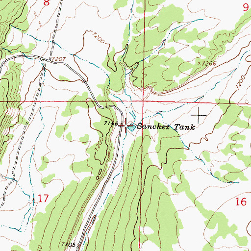 Topographic Map of Sanchez Tank, NM
