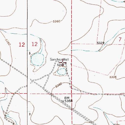 Topographic Map of Sanchez Well, NM