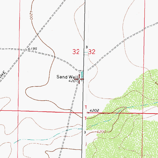 Topographic Map of Sand Well, NM