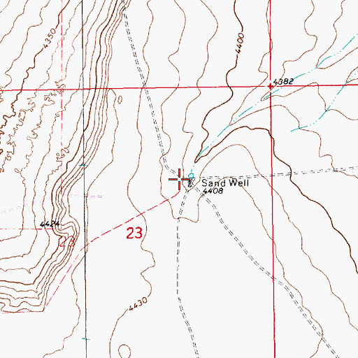 Topographic Map of Sand Well, NM
