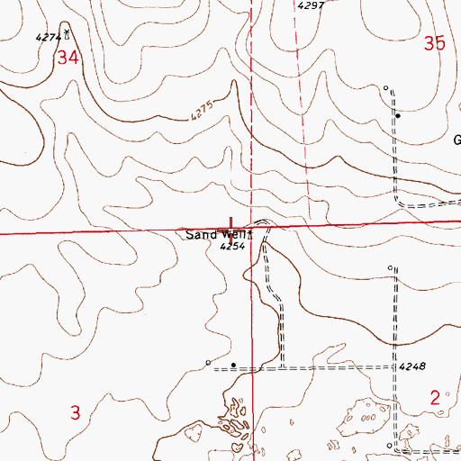 Topographic Map of Sand Well, NM