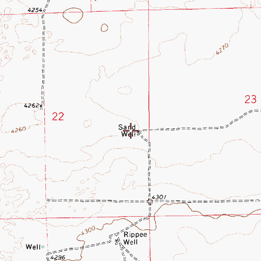 Topographic Map of Sand Well, NM