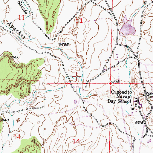 Topographic Map of Sandoval Canyon, NM