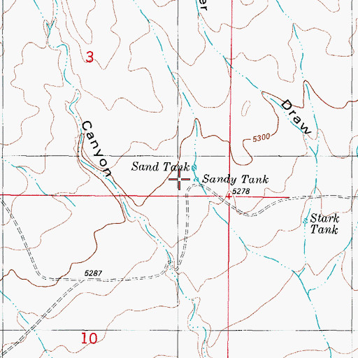 Topographic Map of Sandy Tank, NM
