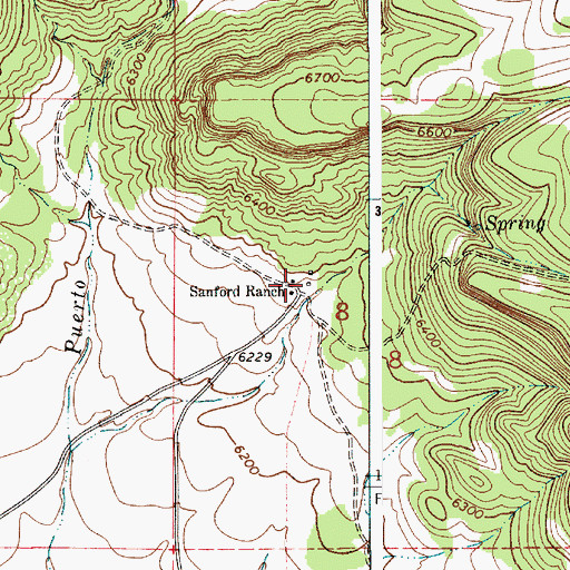 Topographic Map of Sanford Ranch, NM