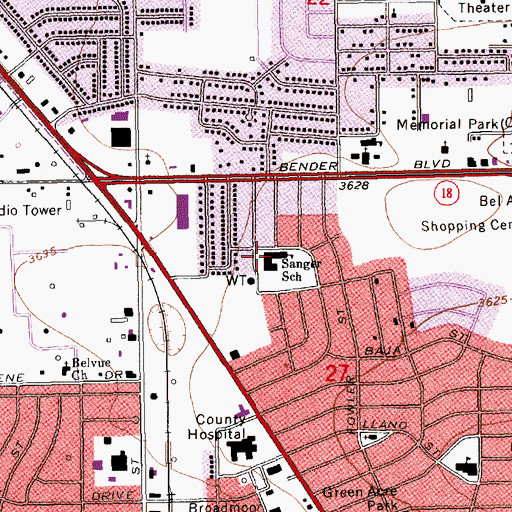 Topographic Map of Sanger Elementary School, NM