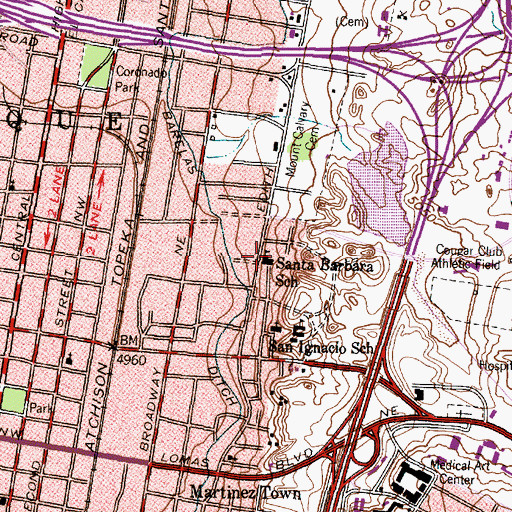Topographic Map of Santa Barbara School, NM