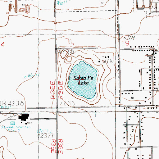Topographic Map of Santa Fe Lake, NM