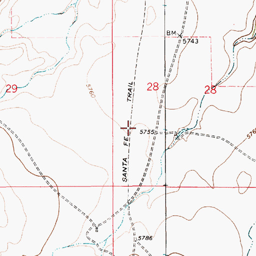 Topographic Map of Santa Fe Trail, NM