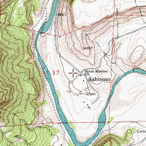 Topographic Map of Santa Mission Church, NM