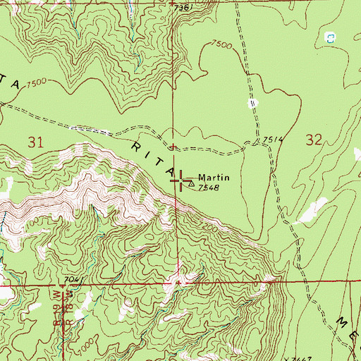 Topographic Map of Santa Rita Mesa, NM