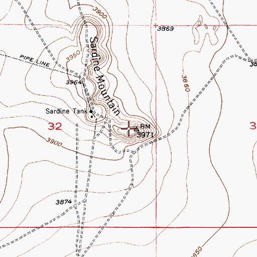 Topographic Map of Sardine Mountain, NM