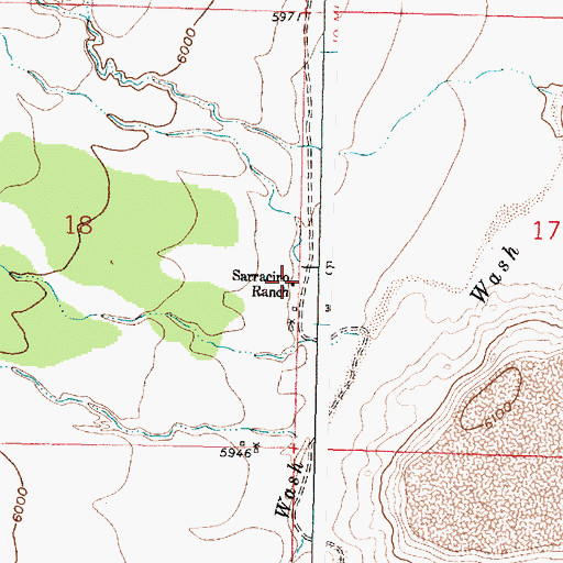 Topographic Map of Sarracino Ranch, NM