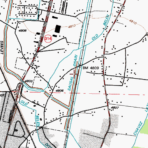 Topographic Map of Sausal Drain, NM