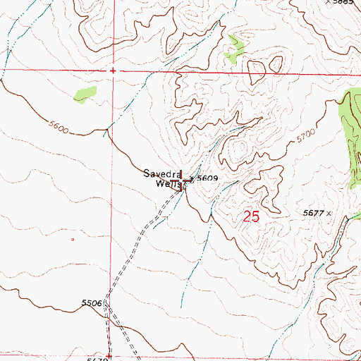 Topographic Map of Savedra Wells, NM