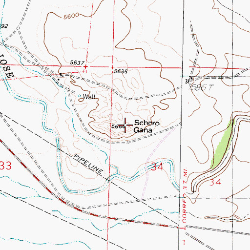 Topographic Map of Schcro Gana, NM