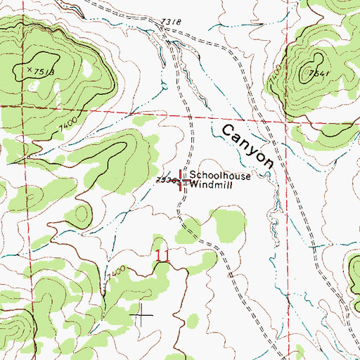 Topographic Map of Schoolhouse Windmill, NM