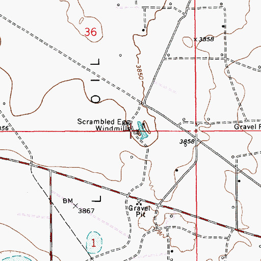 Topographic Map of Scrambled Eggs Windmills, NM