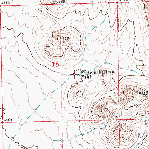 Topographic Map of Section Fifteen Tank, NM