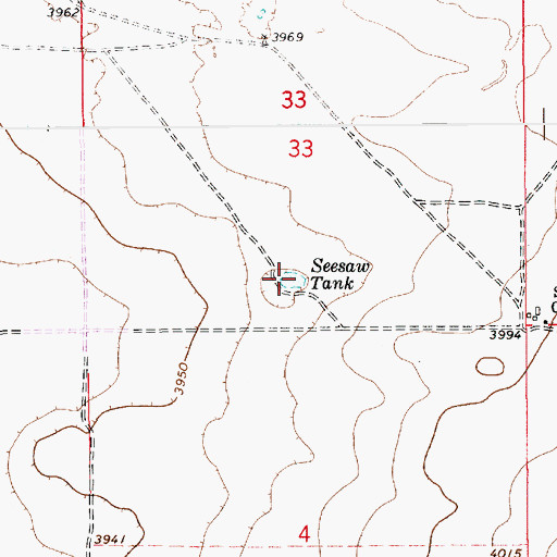 Topographic Map of Seesaw Tank, NM