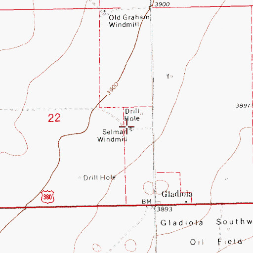 Topographic Map of Selman Windmill, NM