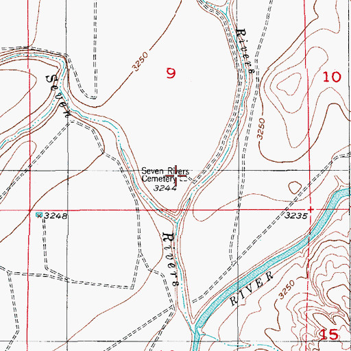 Topographic Map of Seven Rivers Cemetery (historical), NM