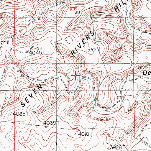 Topographic Map of Seven Rivers Hills, NM