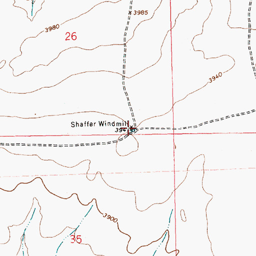 Topographic Map of Shaffer Windmill, NM