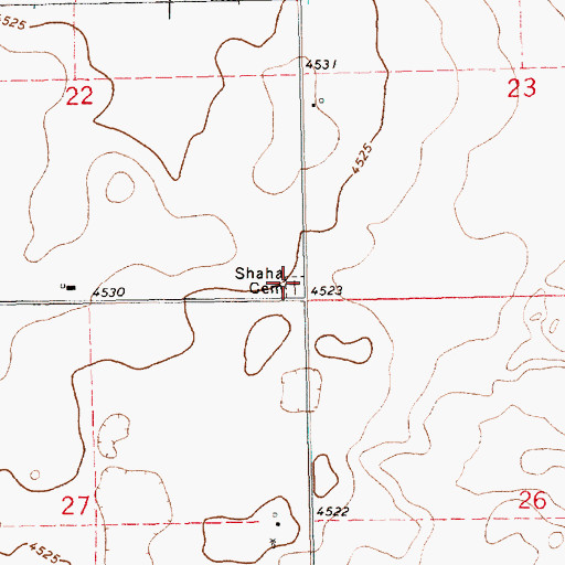 Topographic Map of Shaha Cemetery, NM