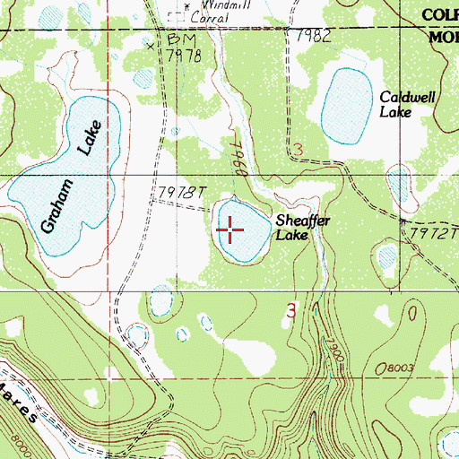 Topographic Map of Sheaffer Lake, NM