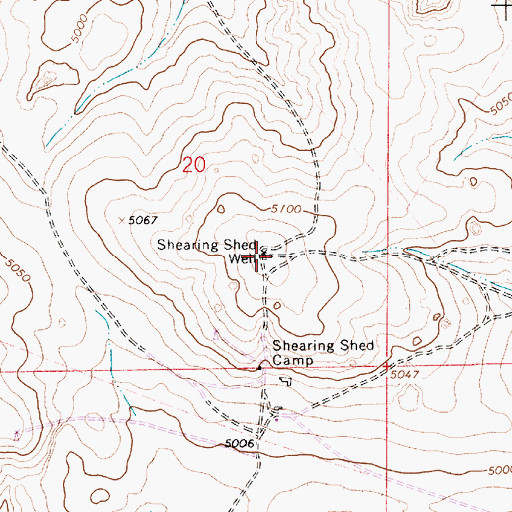 Topographic Map of Shearing Shed Well, NM