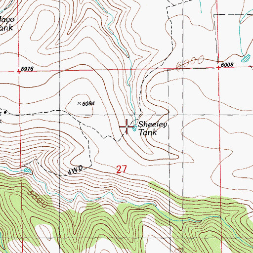 Topographic Map of Sheeley Tank, NM