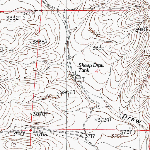 Topographic Map of Sheep Draw Tank, NM