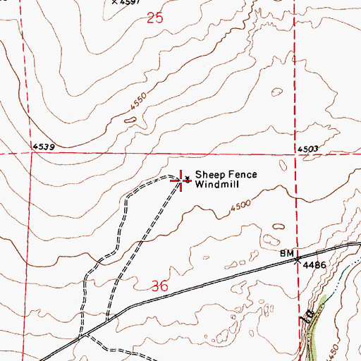 Topographic Map of Sheep Fence Windmill, NM