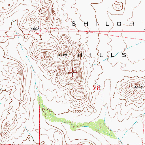 Topographic Map of Shiloh Hills, NM