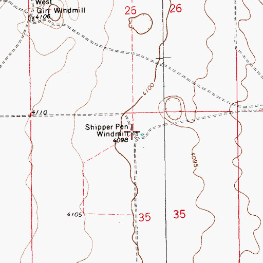 Topographic Map of Shipper Pen Windmill, NM