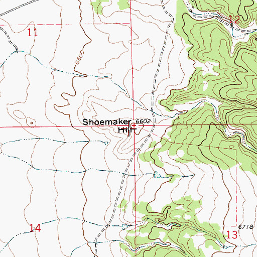Topographic Map of Shoemaker Hill, NM