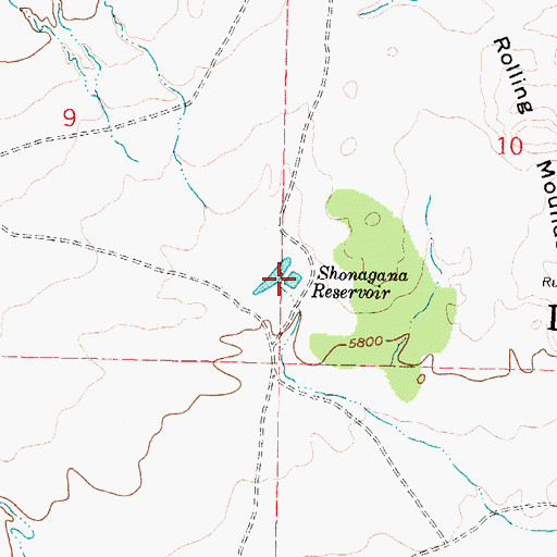 Topographic Map of Shonagana Reservoir, NM