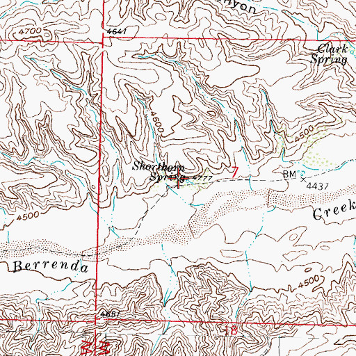 Topographic Map of Shorthorn Springs, NM