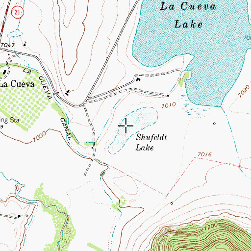 Topographic Map of Shufeldt Lake, NM