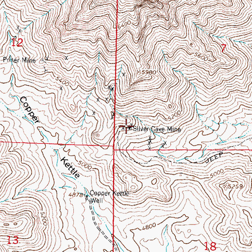 Topographic Map of Silver Cave Mine, NM